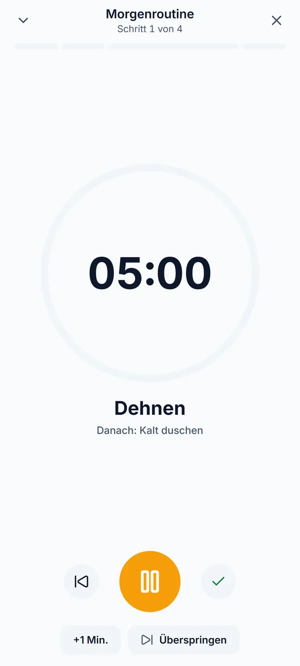Routine im Live-Modus mit Countdown